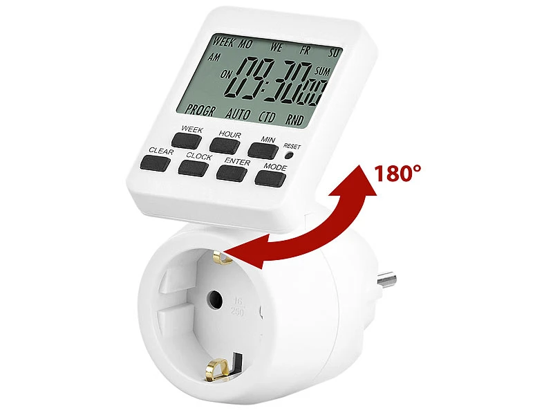 Revolt Steckdose Mit Timer:2er-Set Digitale Zeitschaltuhren Mit 180° Rotierbarem LCD-Display 5 Revolt Steckdose Mit Timer:2er-Set Digitale Zeitschaltuhren Mit 180° Rotierbarem LCD-Display – Bild 3