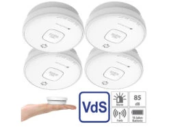 VisorTech Rauchmelder 10 Jahre:4er-Set Fotoelektrische Rauchwarnmelder Mit 10-J.-Batterie, 85 DB, VdS