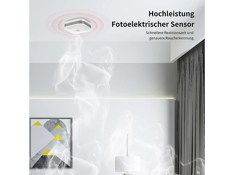 VisorTech Feuermelder:10er-Set WLAN-Design-Rauchmelder Mit Weltweiter App-Benachrichtigung 10 VisorTech Feuermelder:10er-Set WLAN-Design-Rauchmelder Mit Weltweiter App-Benachrichtigung – Bild 8