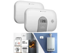 VisorTech CO-Kohlenmonoxid-Melder:2er-Set Kohlenmonoxid-Melder, 10-Jahres-Sensor, 85 DB, EN 50291