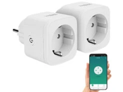 Luminea Home Control Smarte Steckdose:2er-Set WLAN-Steckdosen, Apple-HomeKit-zertifiziert, Sprachsteuerung -Einrichtungsgeschäft zx5134 15