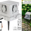 Royal Gardineer Steckdosenstein:4-fach-WLAN-Garten-Steckdose, App, Sprachbefehl, 16 A, 3.680 W, IP44