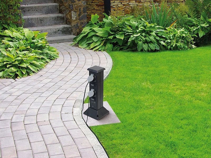 Royal Gardineer WLAN Gartensteckdose:4-fach-WLAN-Outdoor-Steckdosen-Säule, App, Sprachsteuerung, 16 A, IP44 5 Royal Gardineer WLAN Gartensteckdose:4-fach-WLAN-Outdoor-Steckdosen-Säule, App, Sprachsteuerung, 16 A, IP44 – Bild 3