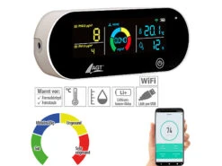 AGT Luftmesser:5in1-Akku-Luftqualitätsmesser, HCHO, PM1/2,5, Temperatur U.v.m., App