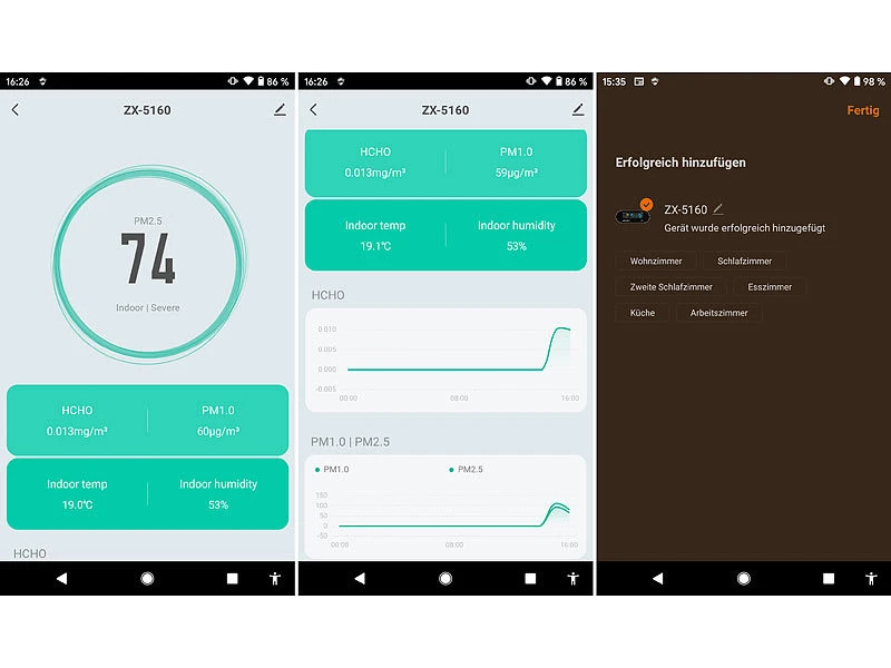 AGT Luftmesser:5in1-Akku-Luftqualitätsmesser, HCHO, PM1/2,5, Temperatur U.v.m., App 9 AGT Luftmesser:5in1-Akku-Luftqualitätsmesser, HCHO, PM1/2,5, Temperatur U.v.m., App – Bild 7