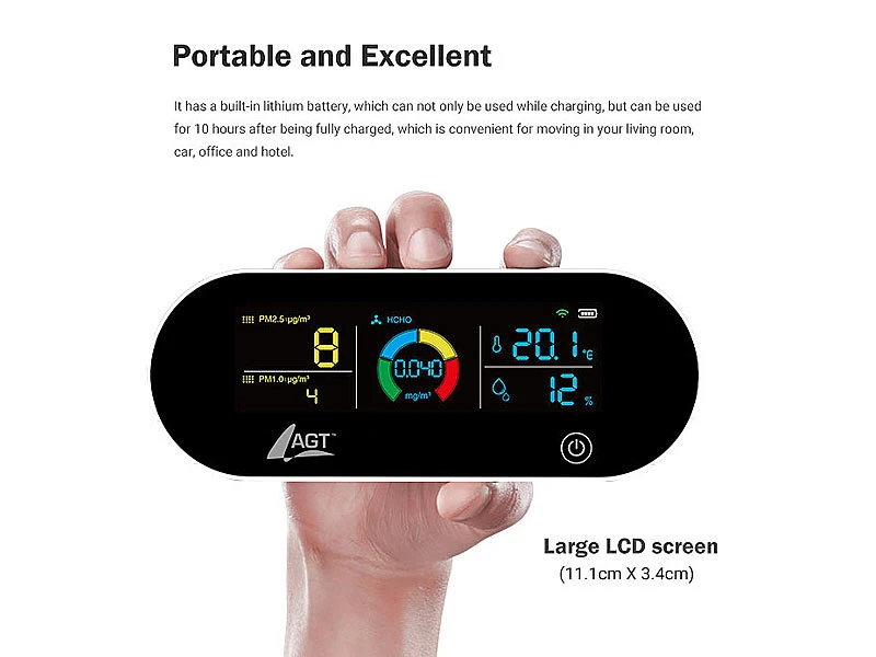 AGT Luftmesser:5in1-Akku-Luftqualitätsmesser, HCHO, PM1/2,5, Temperatur U.v.m., App 12 AGT Luftmesser:5in1-Akku-Luftqualitätsmesser, HCHO, PM1/2,5, Temperatur U.v.m., App – Bild 10