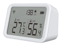 Luminea Home Control WLAN Temperatursensor:3in1-WLAN-Sensor Für Temperatur, Luftfeuchtigkeit Und Helligkeit, App -Einrichtungsgeschäft zx5200 10