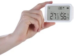 Luminea Home Control WLAN Temperatursensor:3in1-WLAN-Sensor Für Temperatur, Luftfeuchtigkeit Und Helligkeit, App -Einrichtungsgeschäft zx5200 20