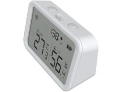 Luminea Home Control WLAN Temperatursensor:3in1-WLAN-Sensor Für Temperatur, Luftfeuchtigkeit Und Helligkeit, App -Einrichtungsgeschäft zx5200 5