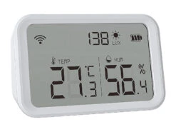 Luminea Home Control WLAN Temperatursensor:3in1-WLAN-Sensor Für Temperatur, Luftfeuchtigkeit Und Helligkeit, App -Einrichtungsgeschäft zx5200 6