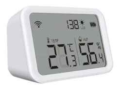 Luminea Home Control WLAN Temperatursensor:3in1-WLAN-Sensor Für Temperatur, Luftfeuchtigkeit Und Helligkeit, App -Einrichtungsgeschäft zx5200 8