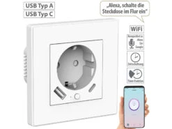 Luminea Home Control Steckdosen:10er-Set WLAN-Unterputzsteckdosen Mit App, Je 1x USB A, 1x USB C, 2 A -Einrichtungsgeschäft zx5209 6 2