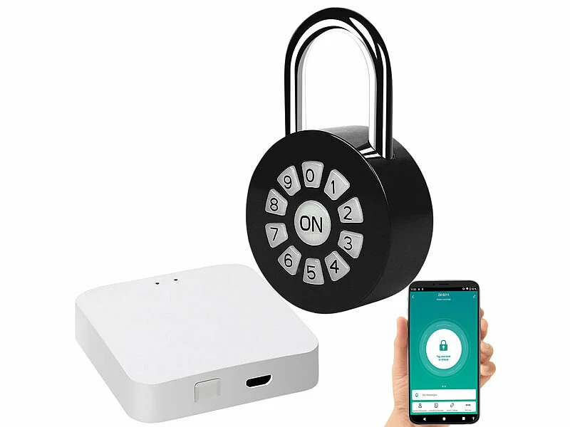 Xcase WLAN Schloss:Metall-Vorhängeschloss Mit WLAN-Gateway, App, Bluetooth, IP65 5 Xcase WLAN Schloss:Metall-Vorhängeschloss Mit WLAN-Gateway, App, Bluetooth, IP65 – Bild 3