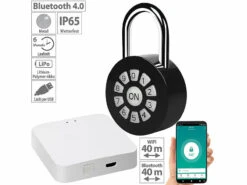 Xcase WLAN Schloss:Metall-Vorhängeschloss Mit WLAN-Gateway, App, Bluetooth, IP65