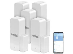 Luminea Home Control Fenstersensor:5er-Set ZigBee-Tür- & Fensteralarm, Für Alexa, GA Und Siri, App -Einrichtungsgeschäft zx5244 1