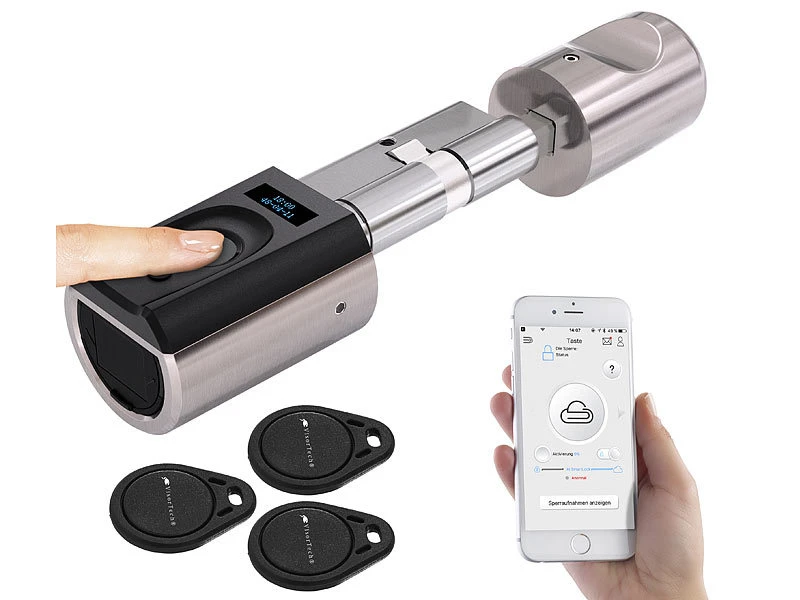 VisorTech Fingerprint Schloss:Elektronischer Tür-Schließzylinder, Fingerabdruck, Transponder, IP44 4 VisorTech Fingerprint Schloss:Elektronischer Tür-Schließzylinder, Fingerabdruck, Transponder, IP44 – Bild 2