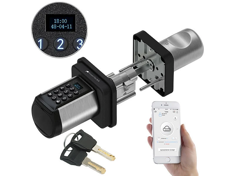 VisorTech Zylinderschloss:Elektronischer Tür-Schließzylinder, Code, 2 Schlüssel, Bluetooth, IP44 4 VisorTech Zylinderschloss:Elektronischer Tür-Schließzylinder, Code, 2 Schlüssel, Bluetooth, IP44 – Bild 2