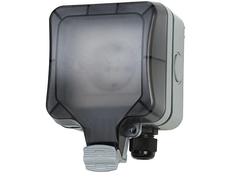 Luminea Home Control WLAN Outdoor Steckdose:2er-Set Outdoor-WLAN-Aufputzsteckdosen, Sprachsteuerung, Messung, App 10 Luminea Home Control WLAN Outdoor Steckdose:2er-Set Outdoor-WLAN-Aufputzsteckdosen, Sprachsteuerung, Messung, App – Bild 8