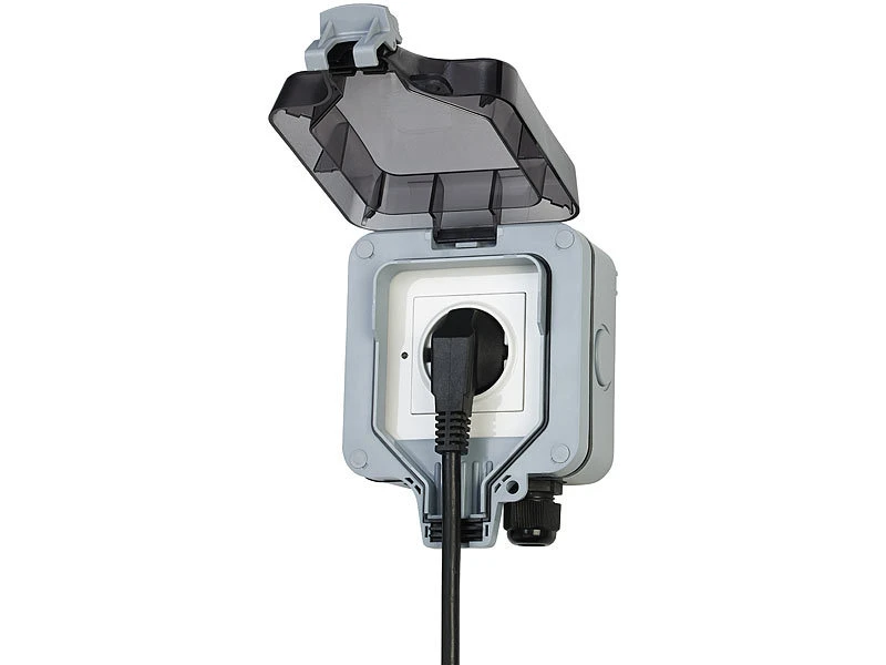 Luminea Home Control WLAN Outdoor Steckdose:2er-Set Outdoor-WLAN-Aufputzsteckdosen, Sprachsteuerung, Messung, App 8 Luminea Home Control WLAN Outdoor Steckdose:2er-Set Outdoor-WLAN-Aufputzsteckdosen, Sprachsteuerung, Messung, App – Bild 6