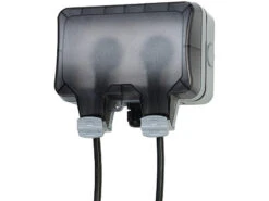 Luminea Home Control Außensteckdose WLAN:2er-Set Outdoor-WLAN-Doppelsteckdosen, Sprachbefehl, Strommessung, App -Einrichtungsgeschäft zx5268 12