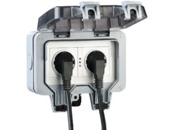 Luminea Home Control Außensteckdose WLAN:2er-Set Outdoor-WLAN-Doppelsteckdosen, Sprachbefehl, Strommessung, App -Einrichtungsgeschäft zx5268 13