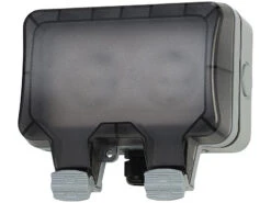 Luminea Home Control Außensteckdose WLAN:2er-Set Outdoor-WLAN-Doppelsteckdosen, Sprachbefehl, Strommessung, App -Einrichtungsgeschäft zx5268 16