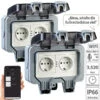 Luminea Home Control Außensteckdose WLAN:2er-Set Outdoor-WLAN-Doppelsteckdosen, Sprachbefehl, Strommessung, App -Einrichtungsgeschäft zx5275 2