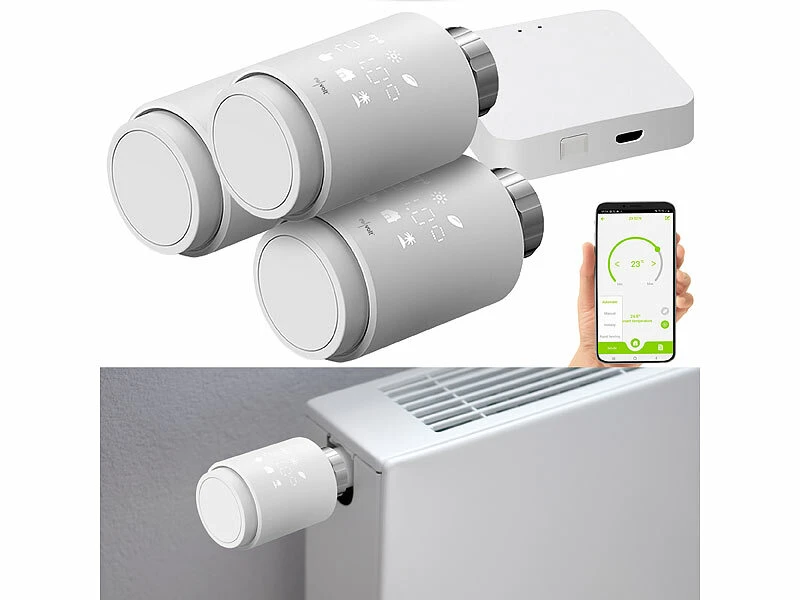 Revolt Heizkörperthermostate:3er-Set Programmierbare Heizkörper-Thermostate Mit WLAN-Gateway & App 4 Revolt Heizkörperthermostate:3er-Set Programmierbare Heizkörper-Thermostate Mit WLAN-Gateway & App – Bild 2