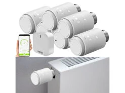 Revolt Heizungsthermostate:6er-Set Programmierbare Heizkörper-Thermostate Mit WLAN-Gateway & App -Einrichtungsgeschäft zx5281 0