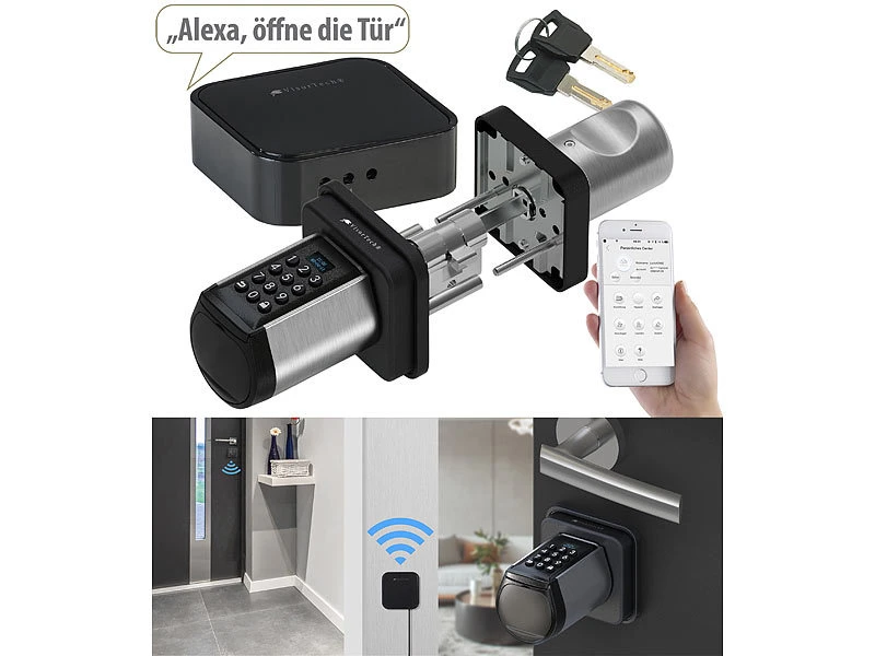 VisorTech Türschloss Mit Schlüssel:Elektronischer Tür-Schließzylinder, Code, 2 Schlüssel, IP44, M Gateway 4 VisorTech Türschloss Mit Schlüssel:Elektronischer Tür-Schließzylinder, Code, 2 Schlüssel, IP44, M Gateway – Bild 2