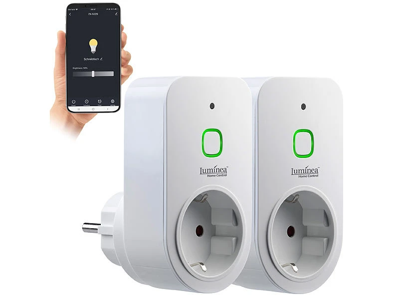 Luminea Home Control Dimmschalter-Steckdosen:2er Smarte WLAN-Dimmer-Steckdose Mit Phasenabschnittsdimmer Bis 200 W 5 Luminea Home Control Dimmschalter-Steckdosen:2er Smarte WLAN-Dimmer-Steckdose Mit Phasenabschnittsdimmer Bis 200 W – Bild 3