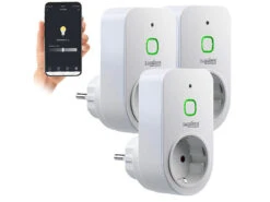 Luminea Home Control Dimmersteckdosen:3er Smarte WLAN-Dimmer-Steckdose Mit Phasenabschnittsdimmer Bis 200 W -Einrichtungsgeschäft zx5321 7