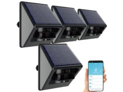 Luminea Home Control Bewegungssensor PIR:4er-Set Outdoor-PIR-Sensoren, Solarpanel, App, IP55, ZigBee-kompatibel -Einrichtungsgeschäft zx5332 10