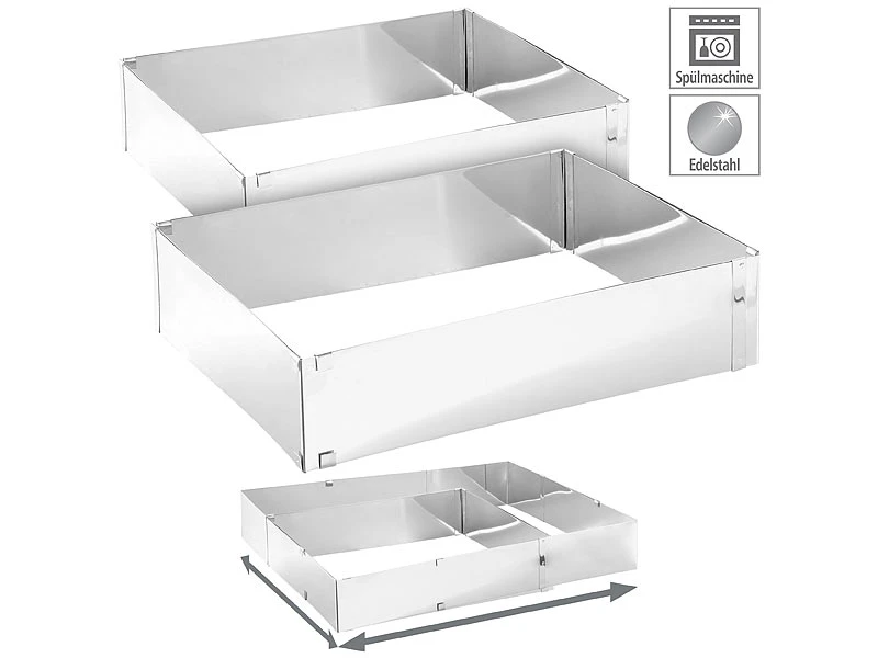 Rosenstein & Söhne Tortenring:2er-Set Edelstahl-Backrahmen, Verstellbar Auf Maximal 47 X 38 Cm 3 Rosenstein & Söhne Tortenring:2er-Set Edelstahl-Backrahmen, Verstellbar Auf Maximal 47 X 38 Cm
