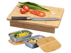Rosenstein & Söhne Bambusbrett:XL-Bambus-Schneidebrett Und 2 Edelstahl-Auffangbehälter Mit Deckeln 11 Rosenstein & Söhne Bambusbrett:XL-Bambus-Schneidebrett Und 2 Edelstahl-Auffangbehälter Mit Deckeln -Einrichtungsgeschäft zx6068 20