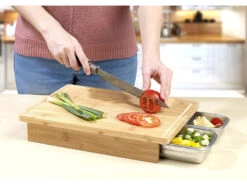 Rosenstein & Söhne Bambusbrett:XL-Bambus-Schneidebrett Und 2 Edelstahl-Auffangbehälter Mit Deckeln 12 Rosenstein & Söhne Bambusbrett:XL-Bambus-Schneidebrett Und 2 Edelstahl-Auffangbehälter Mit Deckeln -Einrichtungsgeschäft zx6068 5