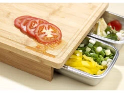 Rosenstein & Söhne Bambusbrett:XL-Bambus-Schneidebrett Und 2 Edelstahl-Auffangbehälter Mit Deckeln 14 Rosenstein & Söhne Bambusbrett:XL-Bambus-Schneidebrett Und 2 Edelstahl-Auffangbehälter Mit Deckeln -Einrichtungsgeschäft zx6068 6