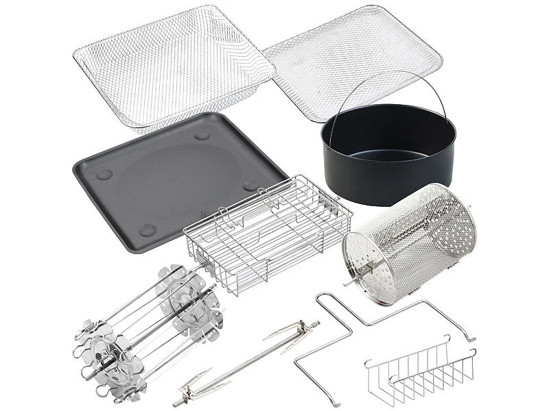 Rosenstein & Söhne Heißluftfriteuse:Digitale XXXL-Heißluft-Fritteuse & Umluft-Backofen Mit Zubehörset 5 Rosenstein & Söhne Heißluftfriteuse:Digitale XXXL-Heißluft-Fritteuse & Umluft-Backofen Mit Zubehörset – Bild 3
