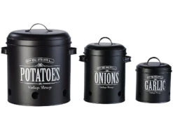 Rosenstein & Söhne Kartoffel Aufbewahrung:3er-Set Vorratsbehälter Retro-Look Mit Deckeln & Tragegriffen, Schwarz 16 Rosenstein & Söhne Kartoffel Aufbewahrung:3er-Set Vorratsbehälter Retro-Look Mit Deckeln & Tragegriffen, Schwarz -Einrichtungsgeschäft zx6119 0