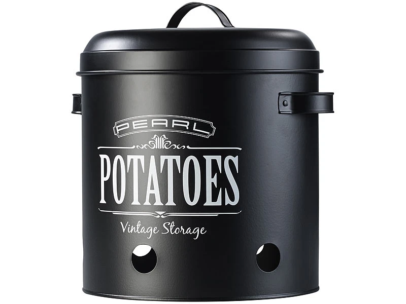 Rosenstein & Söhne Kartoffel Aufbewahrung:3er-Set Vorratsbehälter Retro-Look Mit Deckeln & Tragegriffen, Schwarz 10 Rosenstein & Söhne Kartoffel Aufbewahrung:3er-Set Vorratsbehälter Retro-Look Mit Deckeln & Tragegriffen, Schwarz – Bild 8