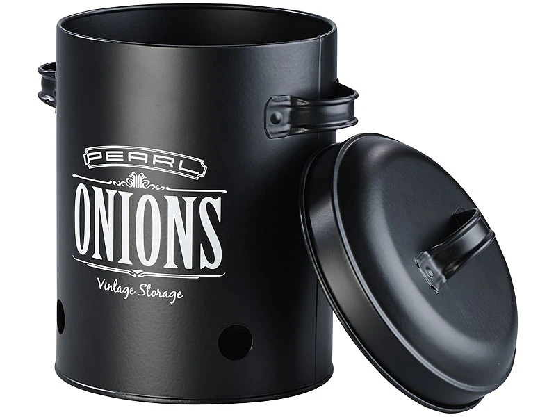 Rosenstein & Söhne Kartoffel Aufbewahrung:3er-Set Vorratsbehälter Retro-Look Mit Deckeln & Tragegriffen, Schwarz 8 Rosenstein & Söhne Kartoffel Aufbewahrung:3er-Set Vorratsbehälter Retro-Look Mit Deckeln & Tragegriffen, Schwarz – Bild 6