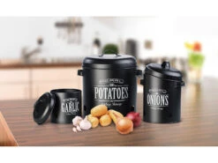 Rosenstein & Söhne Kartoffel Aufbewahrung:3er-Set Vorratsbehälter Retro-Look Mit Deckeln & Tragegriffen, Schwarz 15 Rosenstein & Söhne Kartoffel Aufbewahrung:3er-Set Vorratsbehälter Retro-Look Mit Deckeln & Tragegriffen, Schwarz -Einrichtungsgeschäft zx6119 8