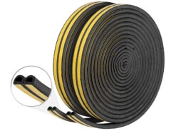 AGT Fensterdichtungsband:2er-Set Profil-Dichtungsbänder, 4x 8 M, Selbstklebend, Schwarz