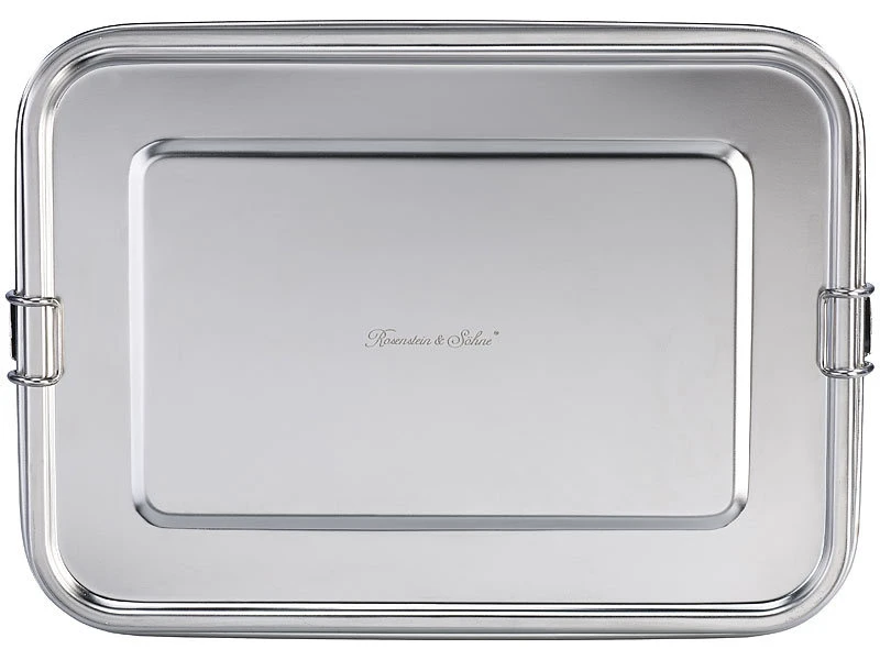 Rosenstein & Söhne Frühstücksbox:2er-Set Edelstahl-Lunchboxen, Dichtungsring, Spülmaschinenfest, 800 Ml 14 Rosenstein & Söhne Frühstücksbox:2er-Set Edelstahl-Lunchboxen, Dichtungsring, Spülmaschinenfest, 800 Ml – Bild 12