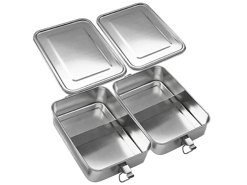 Rosenstein & Söhne Frühstücksbox:2er-Set Edelstahl-Lunchboxen, Dichtungsring, Spülmaschinenfest, 800 Ml 4 Rosenstein & Söhne Frühstücksbox:2er-Set Edelstahl-Lunchboxen, Dichtungsring, Spülmaschinenfest, 800 Ml – Bild 2