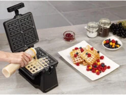 Rosenstein & Söhne Brüsseler Waffeleisen:180° Drehbares Waffeleisen Für Belgische Waffeln, Edelstahl, 1.000 W -Einrichtungsgeschäft zx6209 7