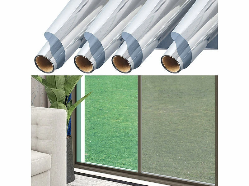 Infactory Fensterfolie:4er-Set Isolier-Spiegelfolie, Selbstklebend, Sicht-/UV-Schutz,60x200cm 4 Infactory Fensterfolie:4er-Set Isolier-Spiegelfolie, Selbstklebend, Sicht-/UV-Schutz,60x200cm – Bild 2