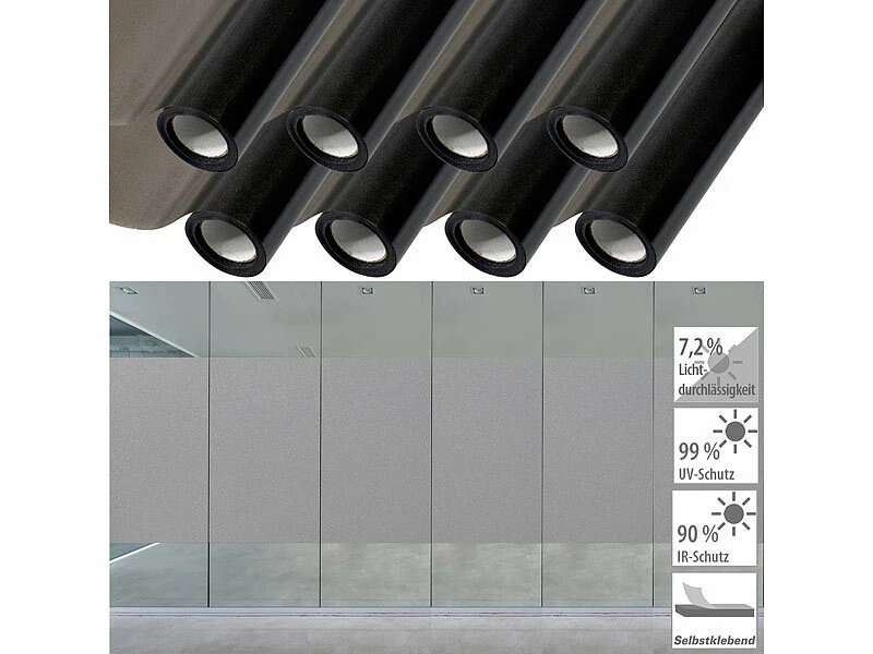 Infactory Dekor-3D-Fensterfolie:8er-Set Sichtschutzfolie, Selbsthaftend, 60 X 200 Cm, Grau-Matt 3 Infactory Dekor-3D-Fensterfolie:8er-Set Sichtschutzfolie, Selbsthaftend, 60 X 200 Cm, Grau-Matt