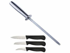TokioKitchenWare Küchenmessersets:3-teiliges Obst- Und Gemüsemesser-Set Mit Wetzstahl