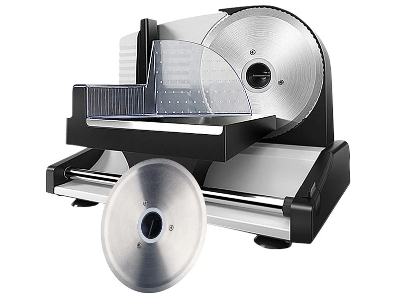 Rosenstein & Söhne Brotschneidemaschine:Elektrischer Allesschneider Mit 2 Edelstahl-Klingen, 1 - 15 Mm, 150 W 5 Rosenstein & Söhne Brotschneidemaschine:Elektrischer Allesschneider Mit 2 Edelstahl-Klingen, 1 - 15 Mm, 150 W – Bild 3